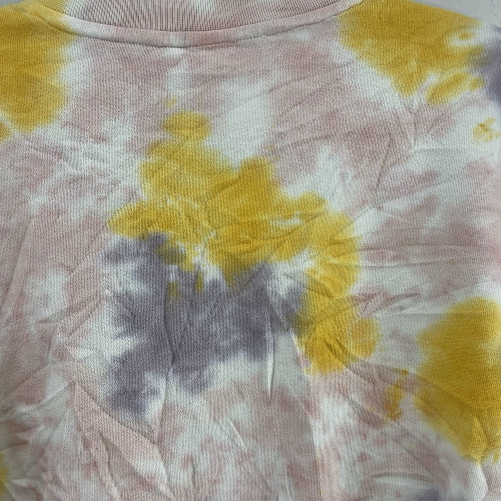 Vans Women's Tie Dye Cropped Sweatshirt XS Elastic Cuff Yellow Pink Purple Skate - Picture 7 of 9